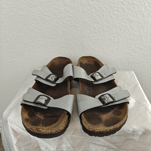 Birkenstock Silver Sandals Papillio Sydney Size 10 Women's Narrow - Picture 4 of 12